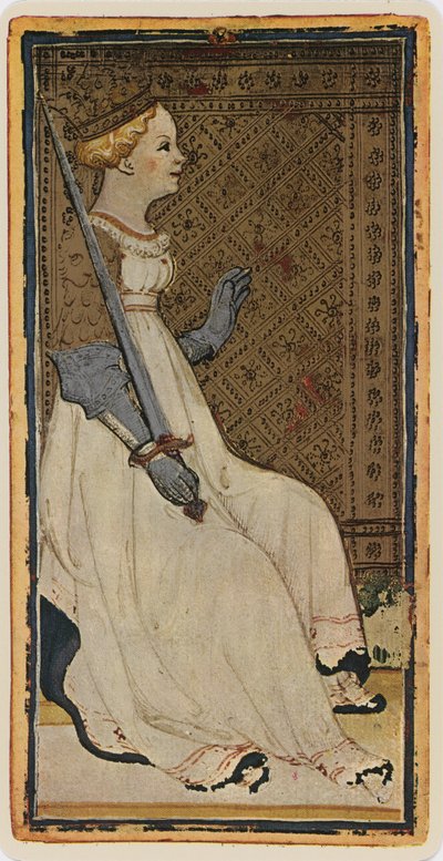 La Regina di Spade, facsimile di una carta dei tarocchi dal mazzo 